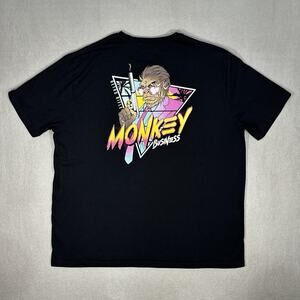 Retro Rifle Monkey Business Graphic Black T-Shirt Men’s 3XL